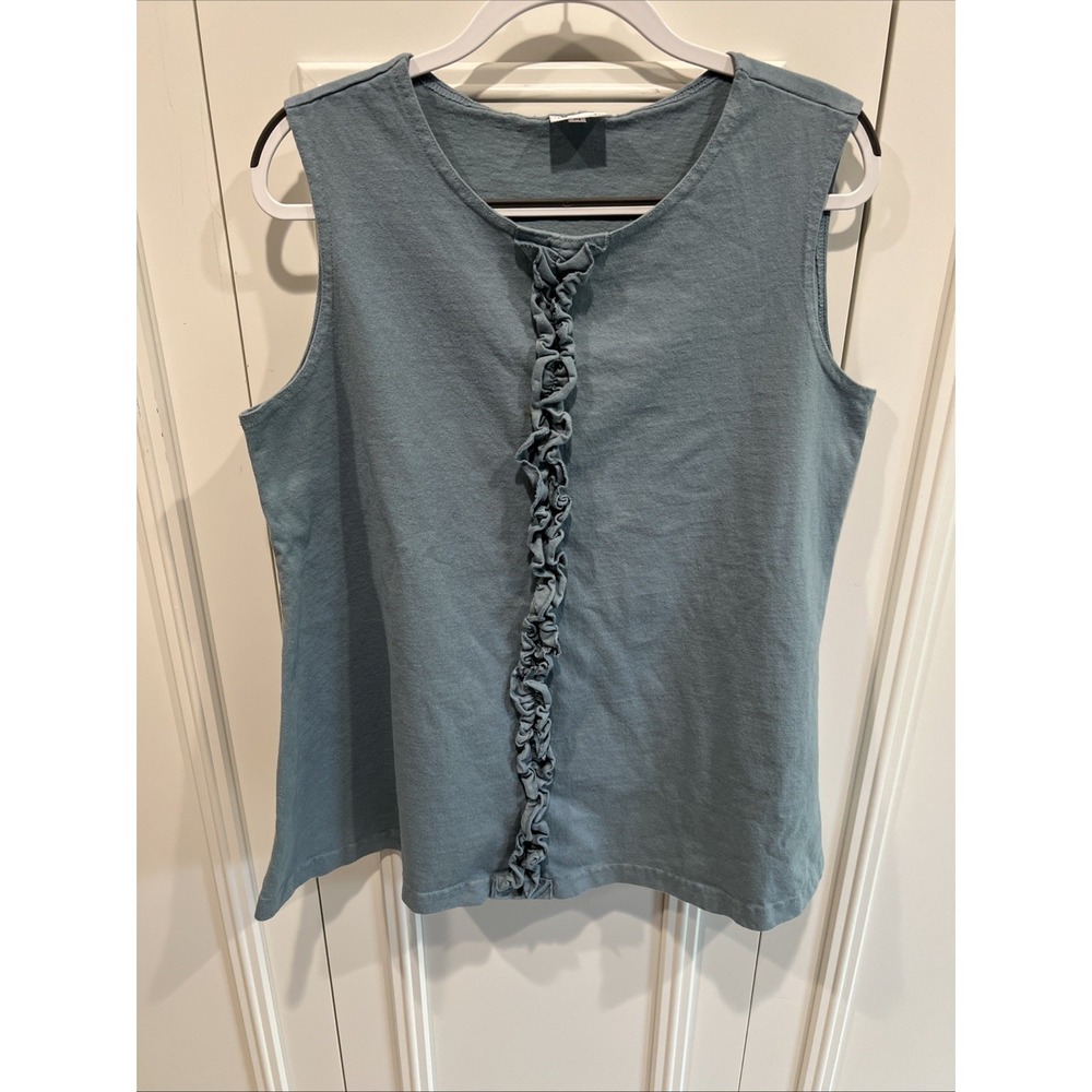Pacific Cotton San Francisco Sleeveless Top Size Medium Ruffle Front Oversized